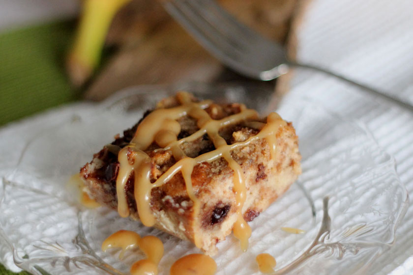 Banana Bread Pudding with Rum Sauce