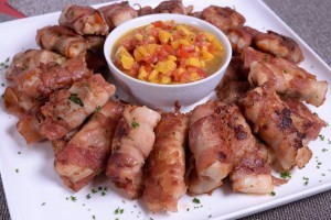 Bacon-Wrapped Fish Fillet with Mango Salsa