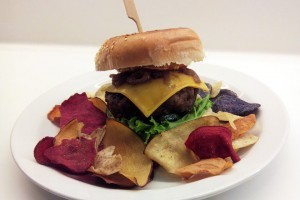Gourmet Burger with Real Vegetable Chips