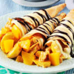 Crispy Crepe Cones with Banana Peach Fillings Recipe