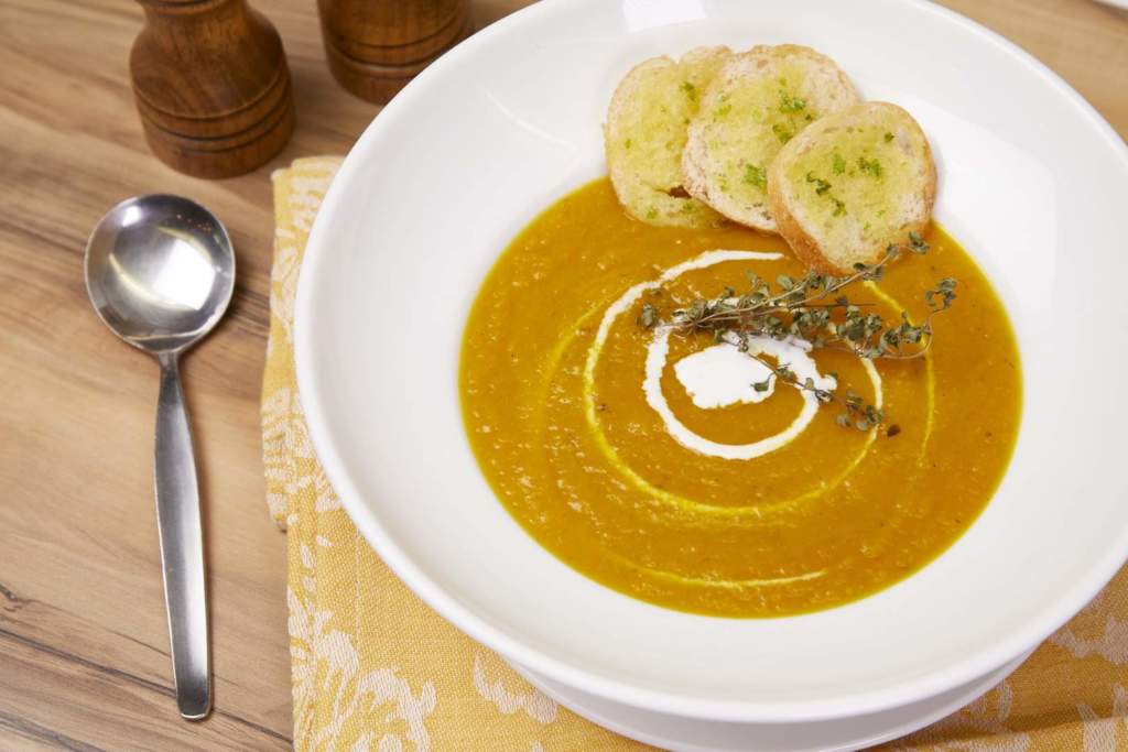 Cream of Squash and Carrot Thyme Soup