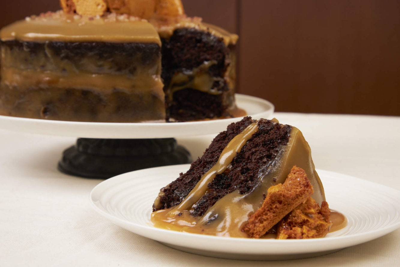 Decadent Salted Caramel Fudge Layered Chocolate Cake w Caramel Crunch ...