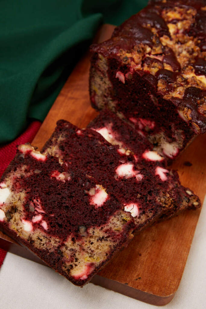 Banana & Red Velvet Walnut And Cream Cheese Loaf