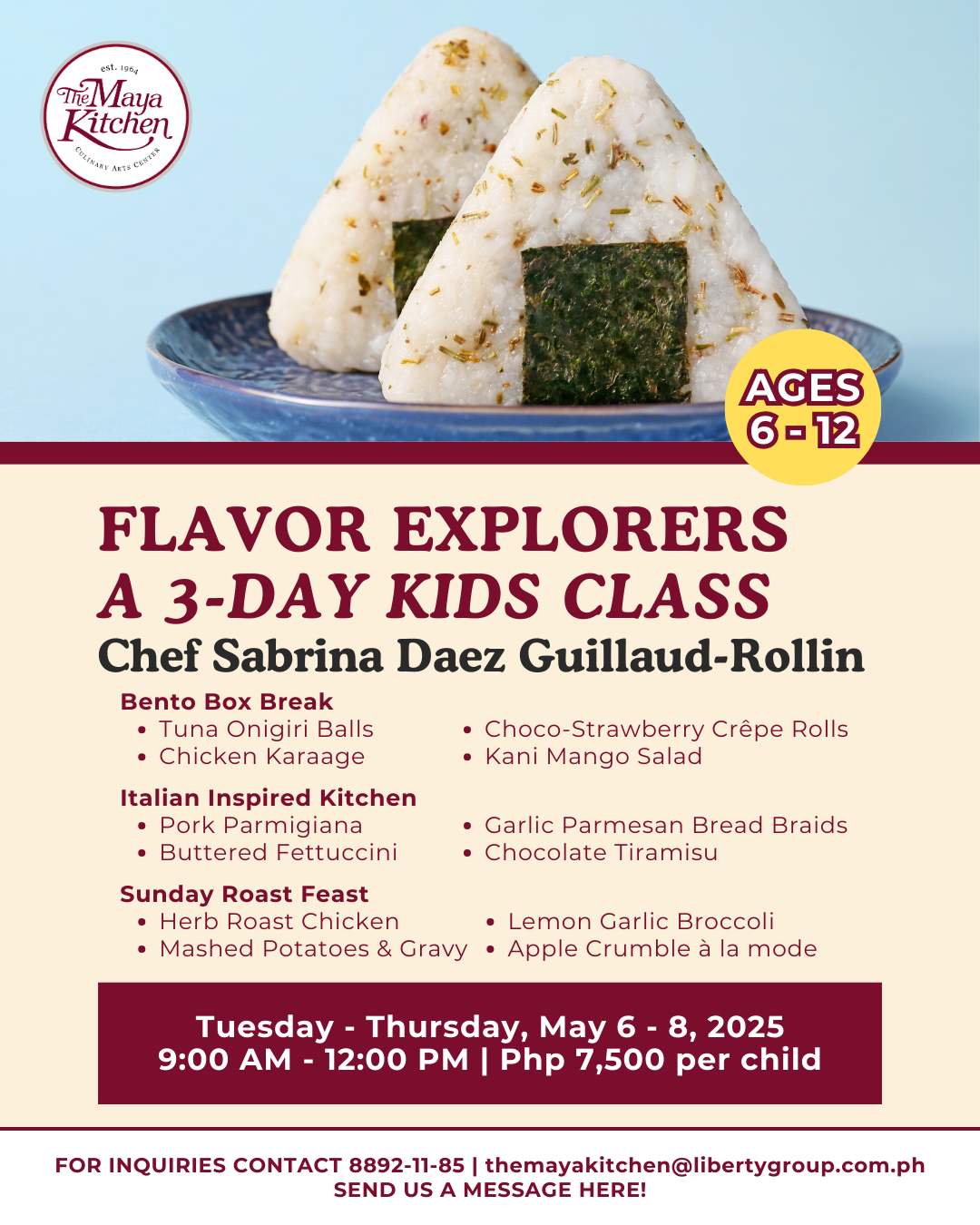 FLAVOR EXPLORERS A 3-DAY KIDS CLASS AGES 6 - 12 YEARS OLD