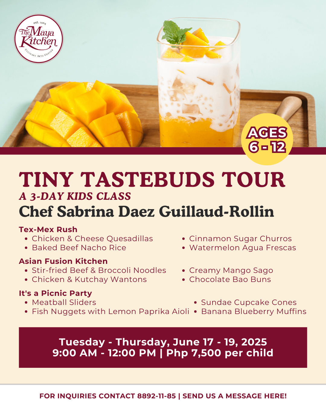 TINY TASTEBUDS TOUR: A 3-DAY KIDS CLASS (AGES 6 - 12)