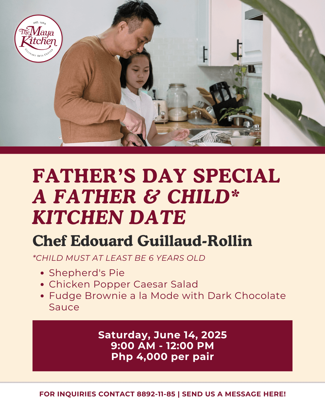 FATHER'S DAY SPECIAL: A FATHER AND CHILD* KITCHEN DATE