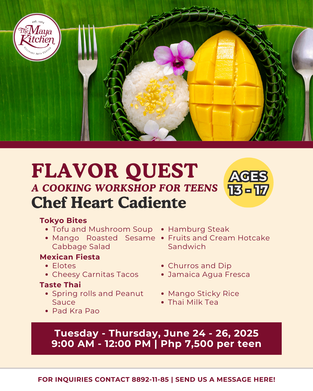 FLAVOR QUEST: A COOKING WORKSHOP FOR TEENS (AGES 13 - 17)